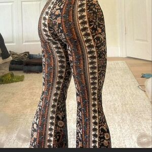 Vibe Brown and Black Patterned Flare Pants